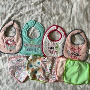 SOLD New without tags - Lot of baby bibs and washcloths